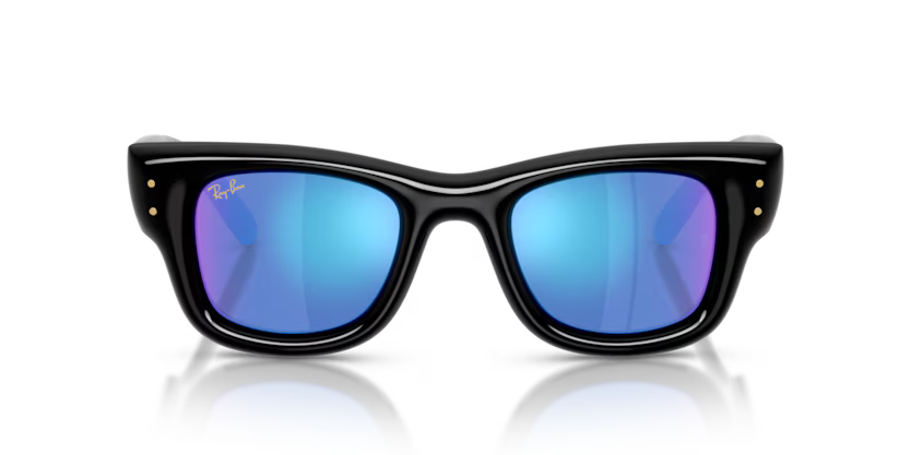 Ray-Ban Wayfarer Puffer RB4940 601/55 Black Light Green Mirror Blue Güneş Gözlüğü