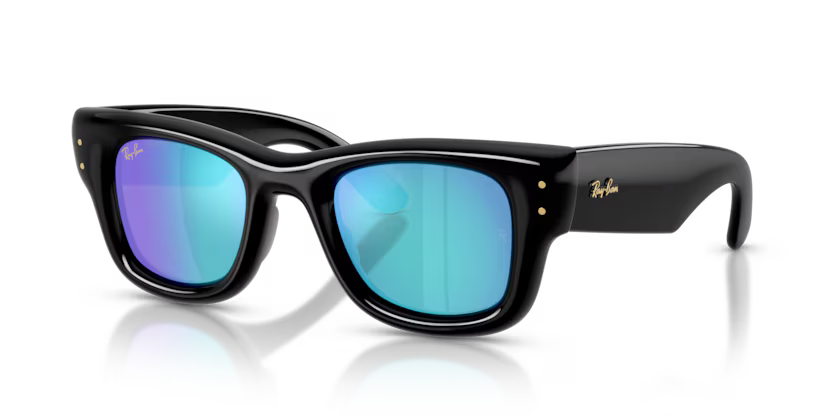 Ray-Ban Wayfarer Puffer RB4940 601/55 Black Light Green Mirror Blue Güneş Gözlüğü