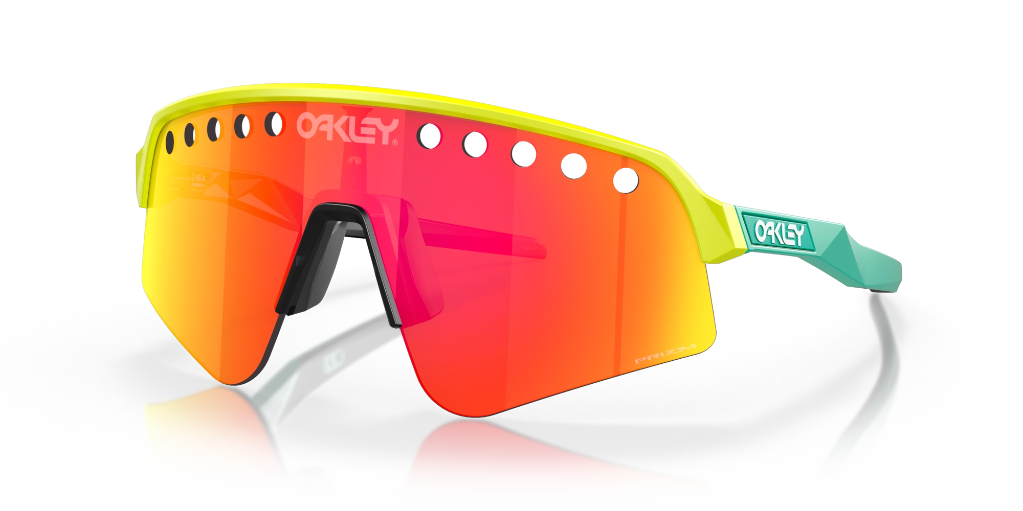 Oakley Sutro Lite Sweep Vented Tennis Ball Yellow Prizm Ruby