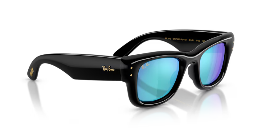 Ray-Ban Wayfarer Puffer RB4940 601/55 Black Light Green Mirror Blue Güneş Gözlüğü
