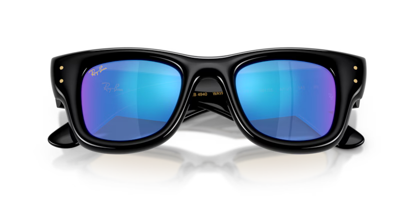 Ray-Ban Wayfarer Puffer RB4940 601/55 Black Light Green Mirror Blue Güneş Gözlüğü